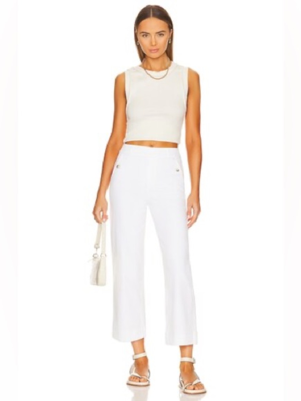Spanx pant Stretch twill cropped wide leg pants , sz : small